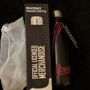 Rocksax Bowie Lightning Bolt Black Drinking Water Bottle New/box